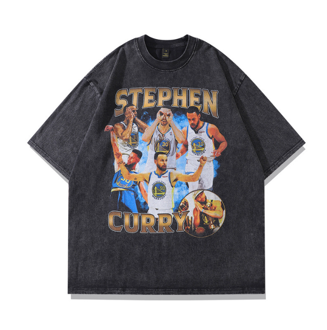 Camiseta de manga corta con estampado de figuras de estilo retro de hip hop de High Street