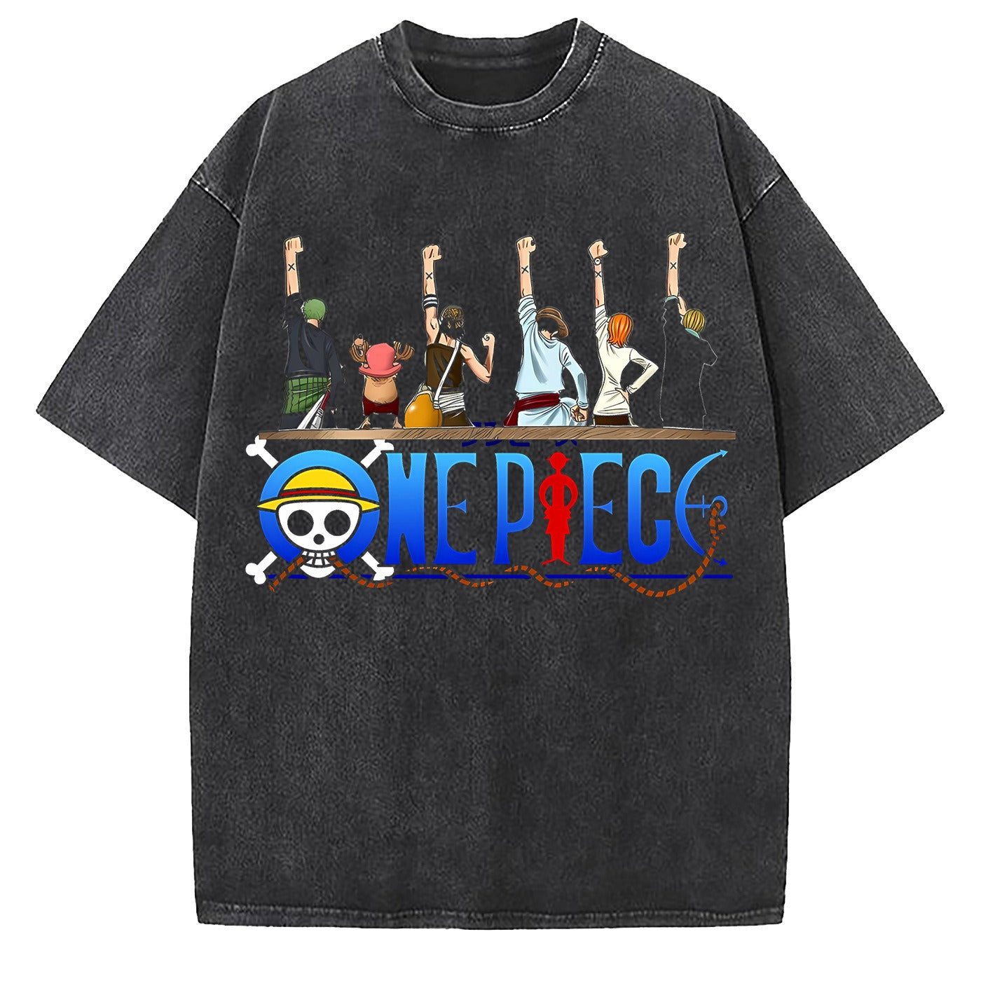 One Piece Luffy Wash - Camiseta de algodón grande y suelta