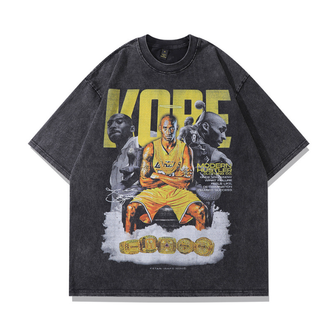 Camiseta de manga corta con estampado de figuras de estilo retro de hip hop de High Street