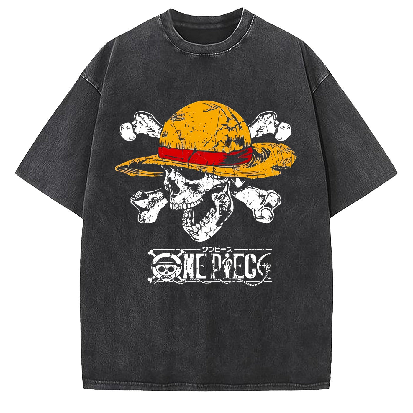 One Piece Luffy Wash - Camiseta de algodón grande y suelta