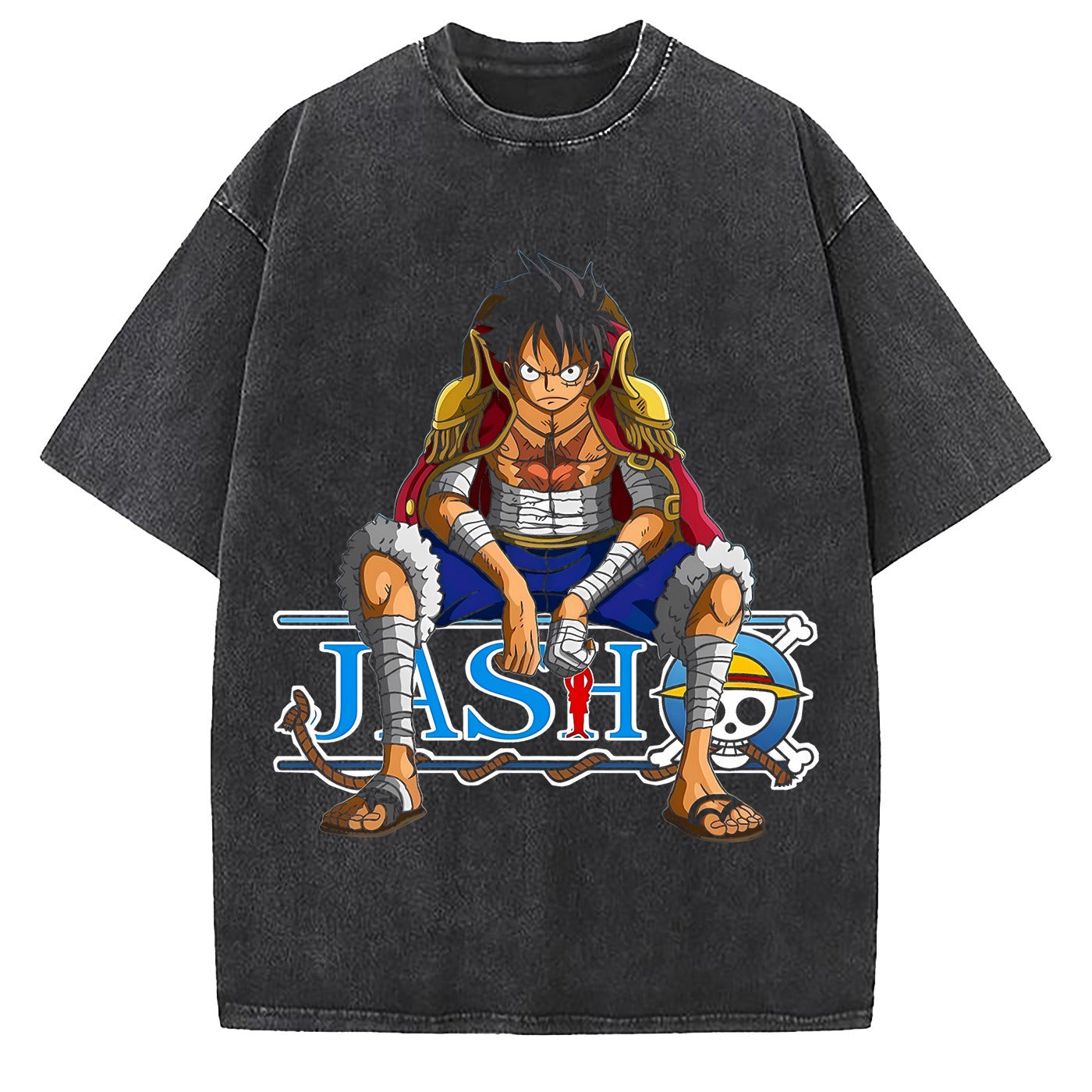 One Piece Luffy Wash - Camiseta de algodón grande y suelta