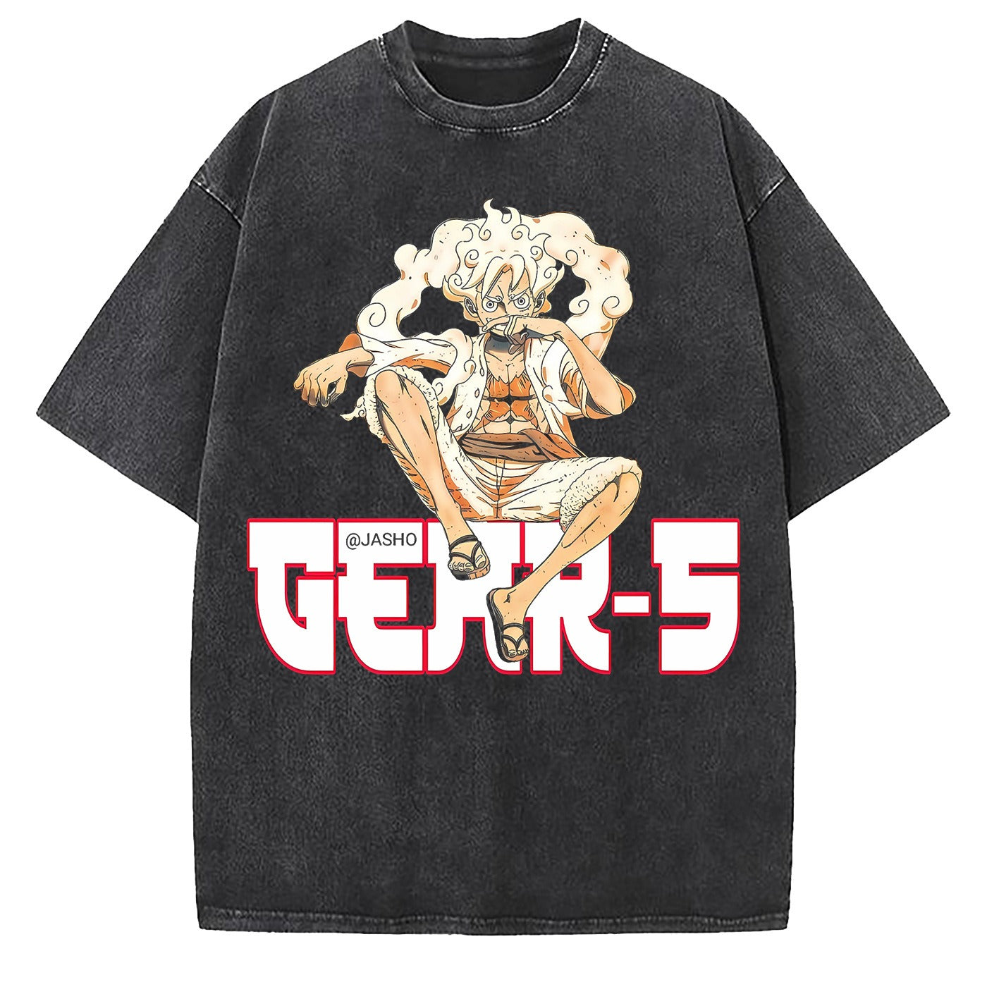 One Piece Luffy Wash - Camiseta de algodón grande y suelta