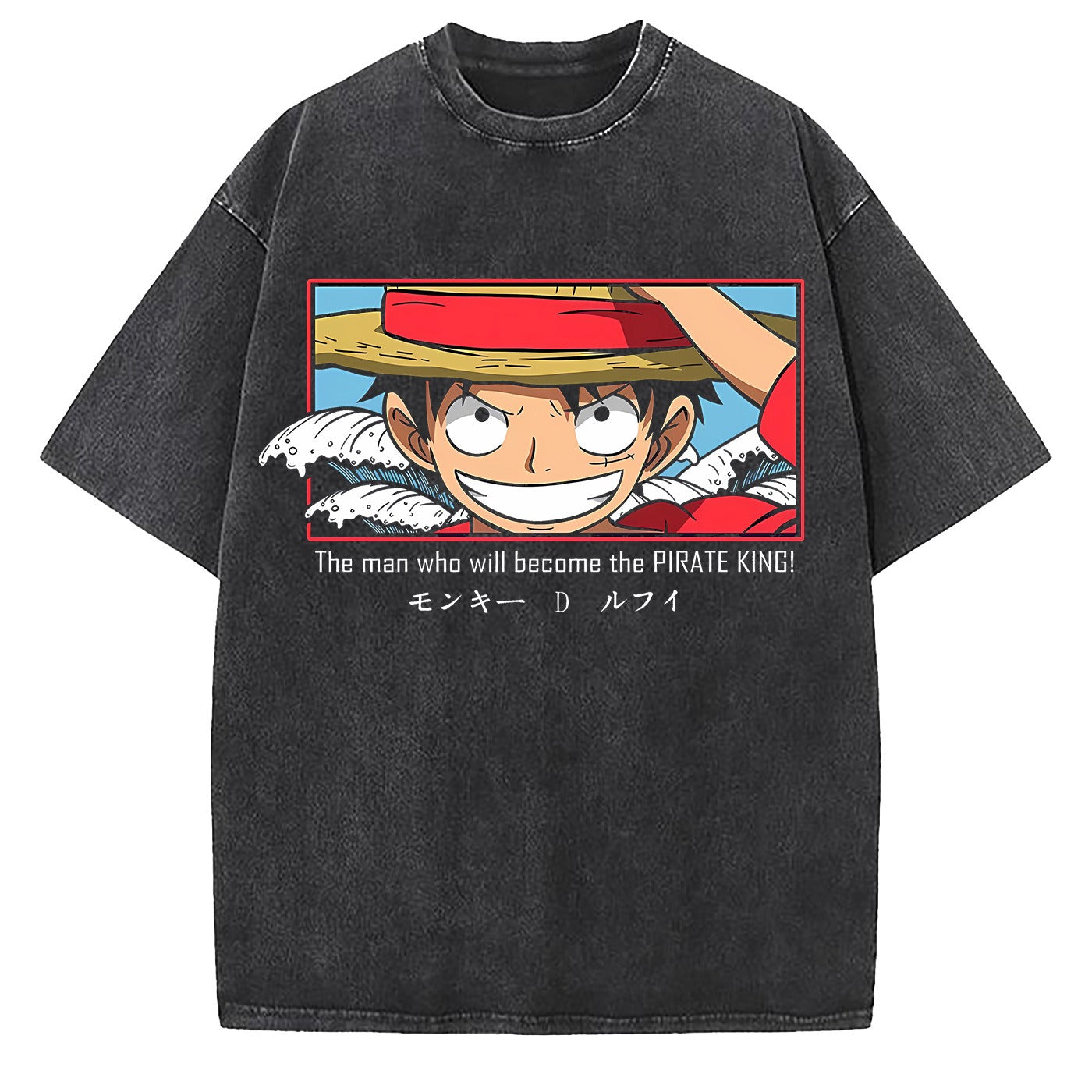 One Piece Luffy Wash - Camiseta de algodón grande y suelta