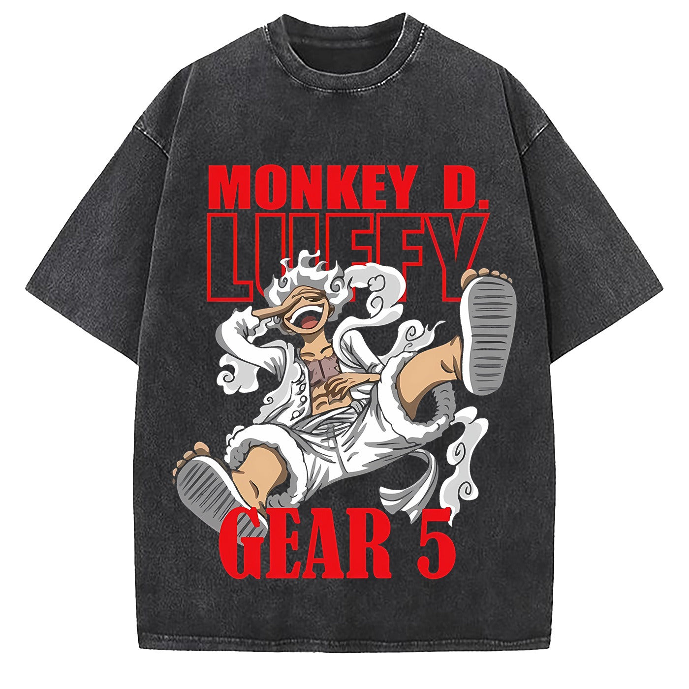 One Piece Luffy Wash - Camiseta de algodón grande y suelta