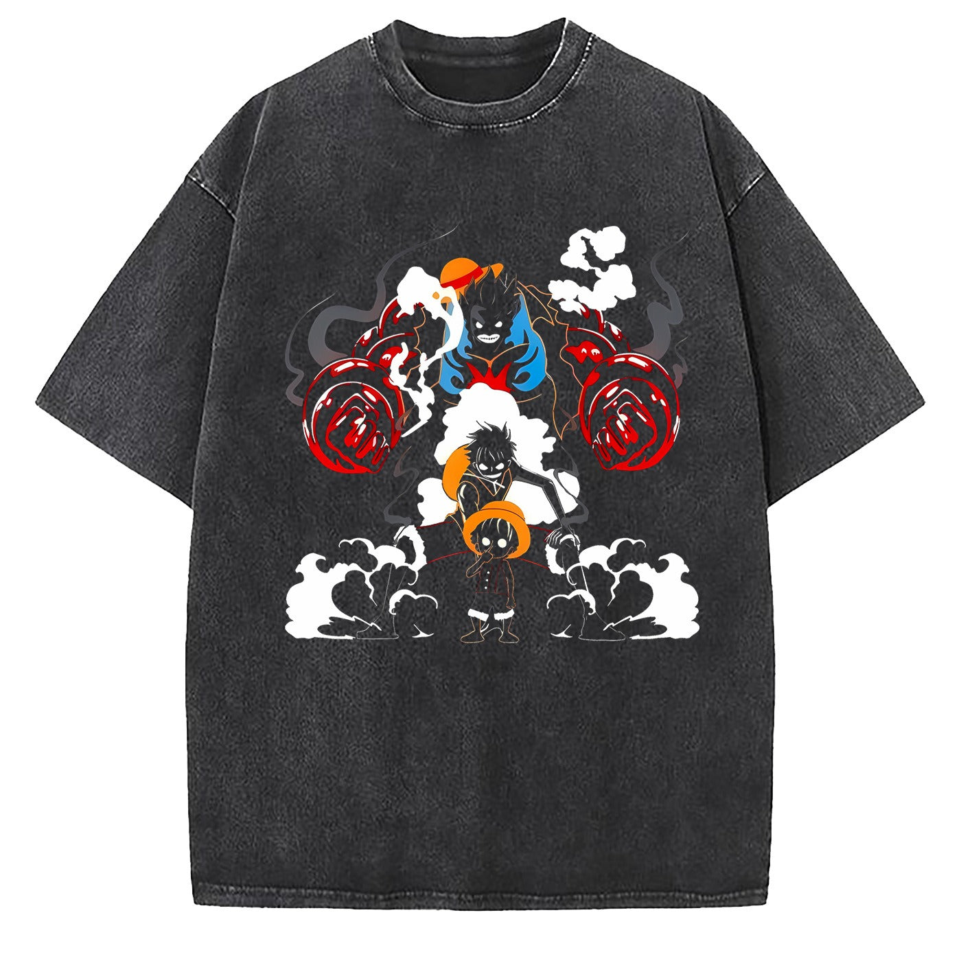 One Piece Luffy Wash - Camiseta de algodón grande y suelta