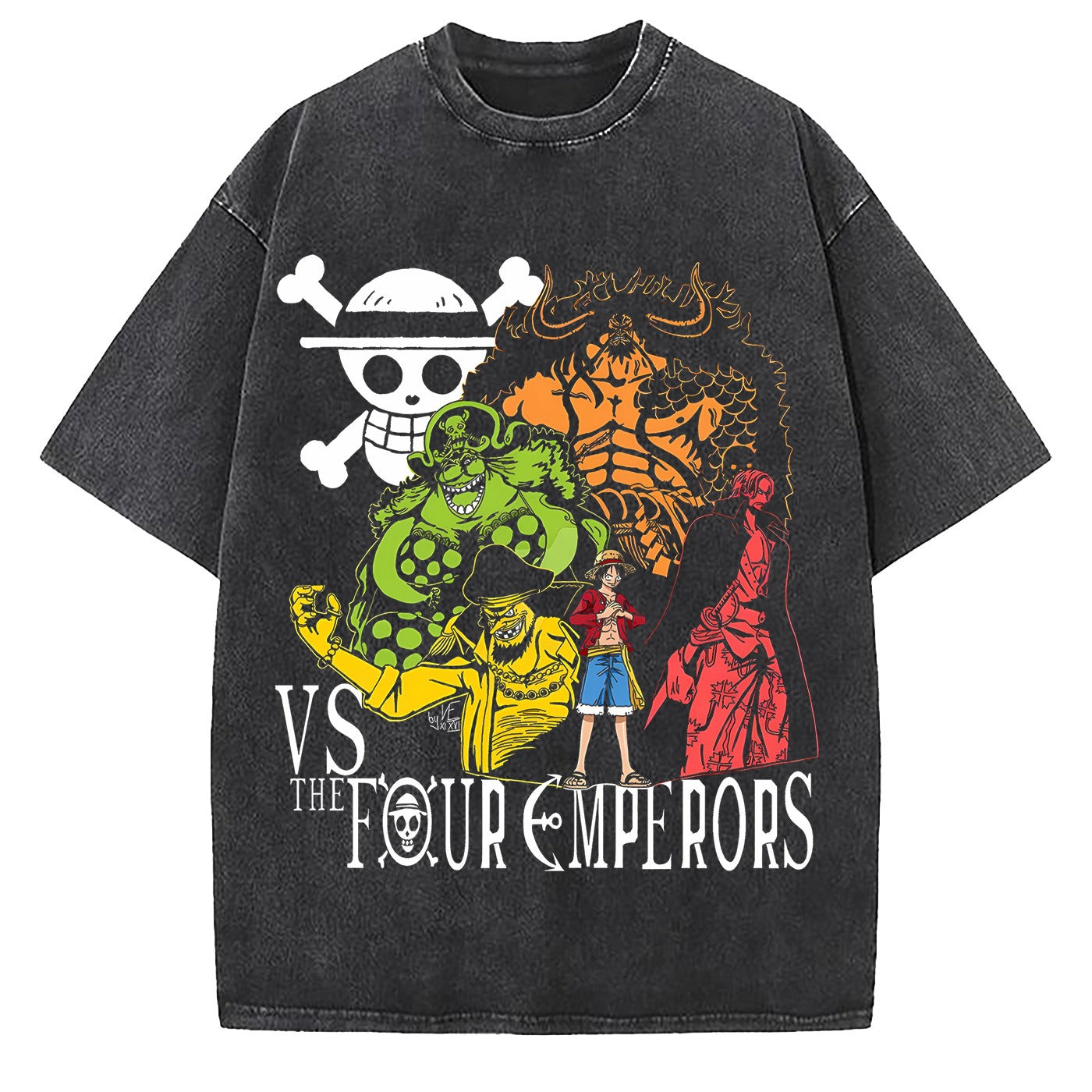 One Piece Luffy Wash - Camiseta de algodón grande y suelta