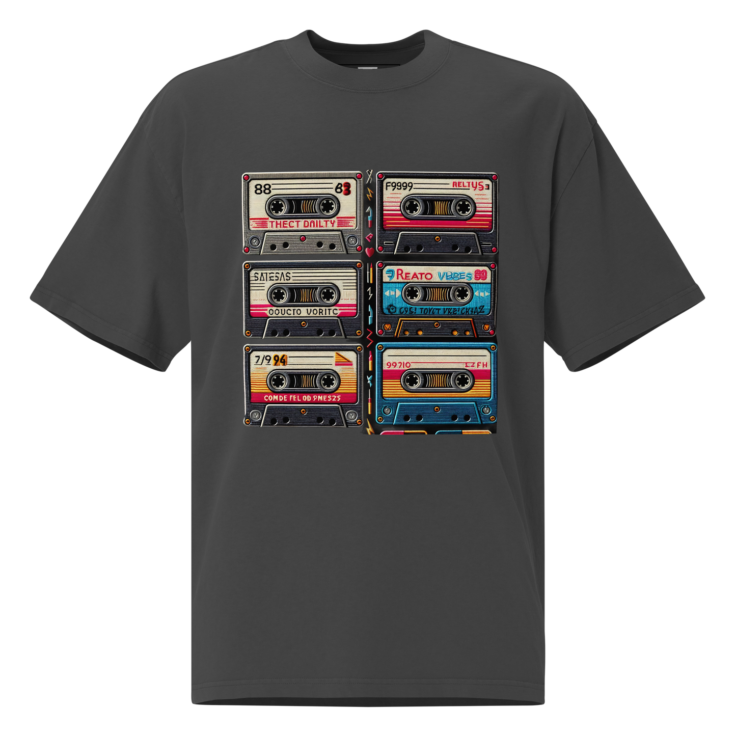 Camiseta descolorida de gran tamaño con música retro