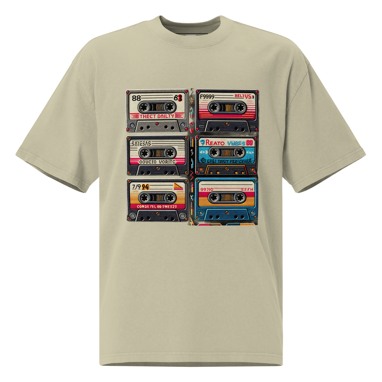 Camiseta descolorida de gran tamaño con música retro