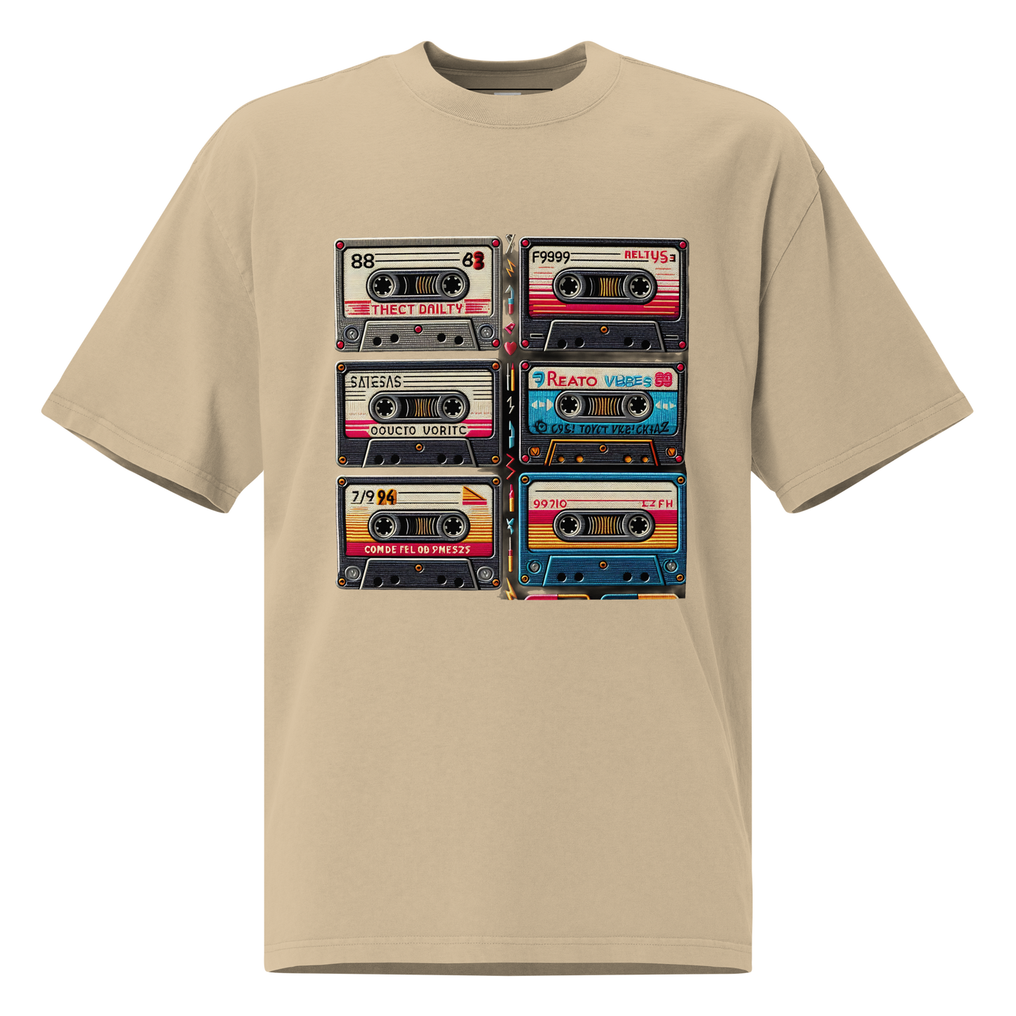 Camiseta descolorida de gran tamaño con música retro