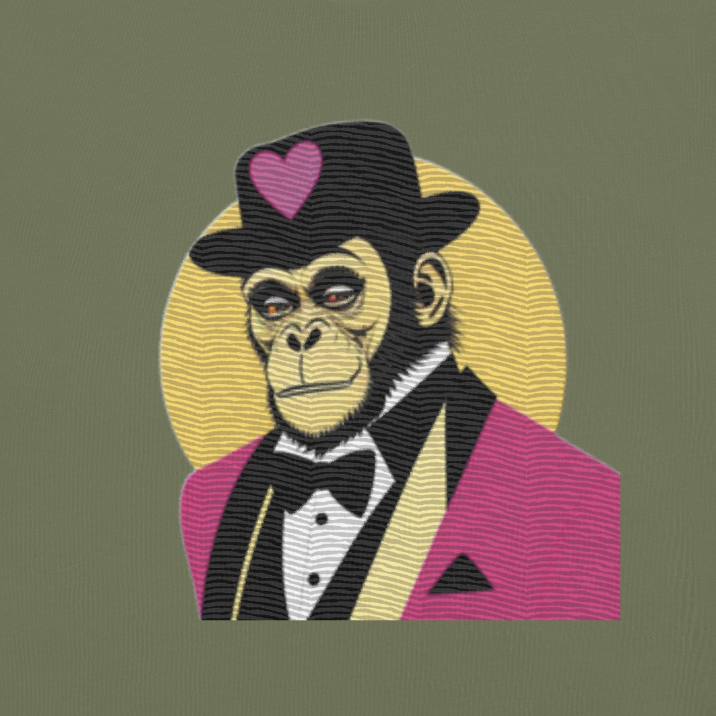 Mono de corazón elegante
