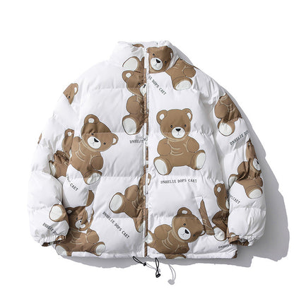 Cute Bear Print Winter Couple Cotton Jacket