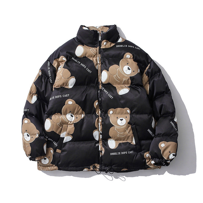 Cute Bear Print Winter Couple Cotton Jacket