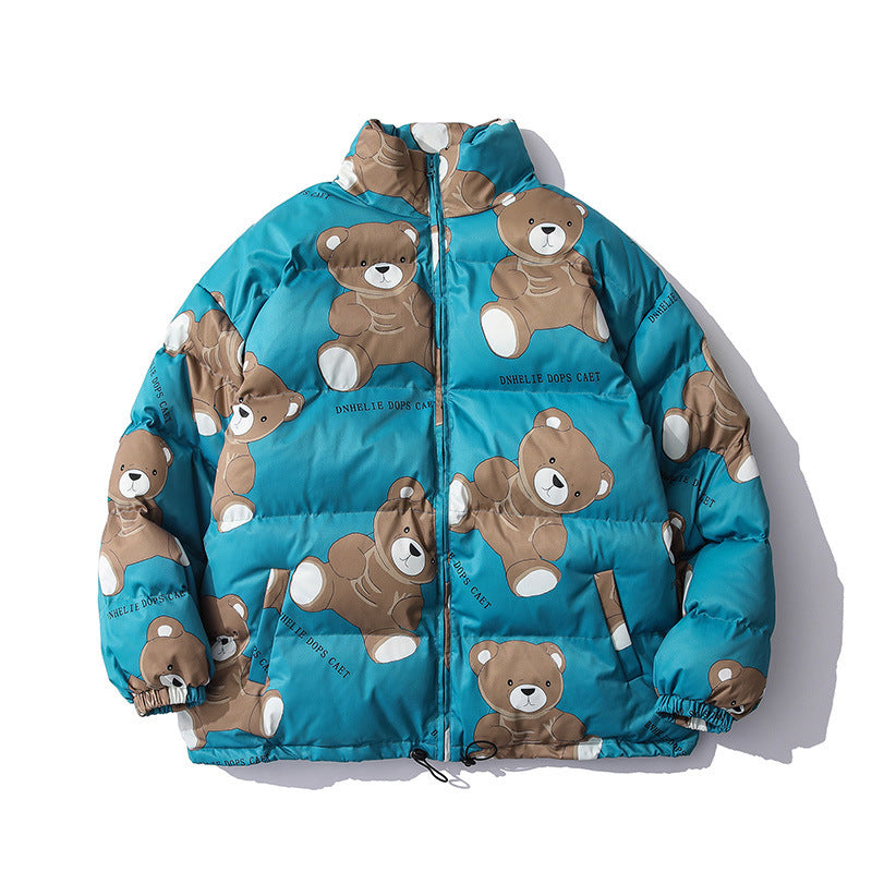 Cute Bear Print Winter Couple Cotton Jacket