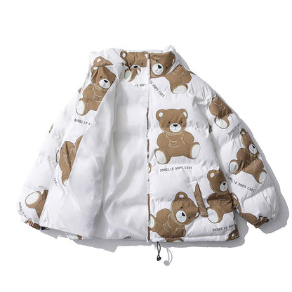 Cute Bear Print Winter Couple Cotton Jacket