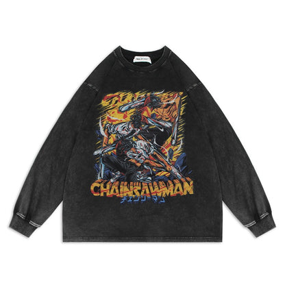 Chainsaw Man Anime Washed Old Sweater