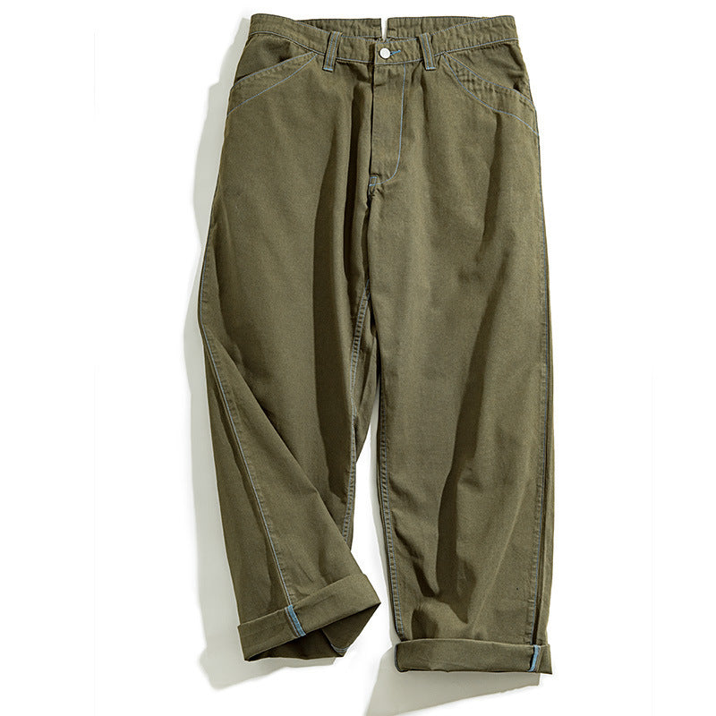 Pantalones anchos con hebilla Paris de estilo retro en verde militar