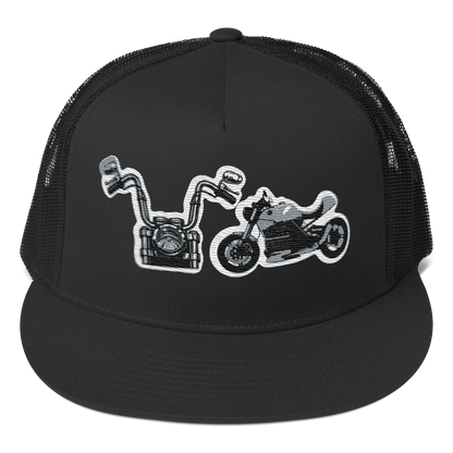 Gorra de camionero con diseño de motos