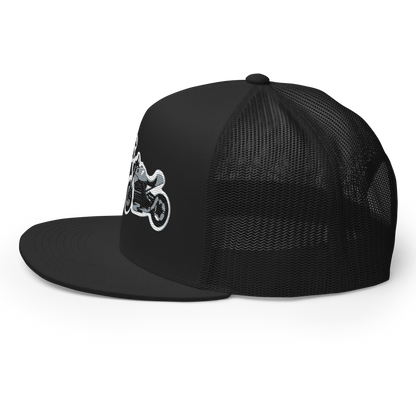 Gorra de camionero con diseño de motos