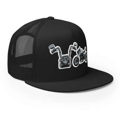 Gorra de camionero con diseño de motos