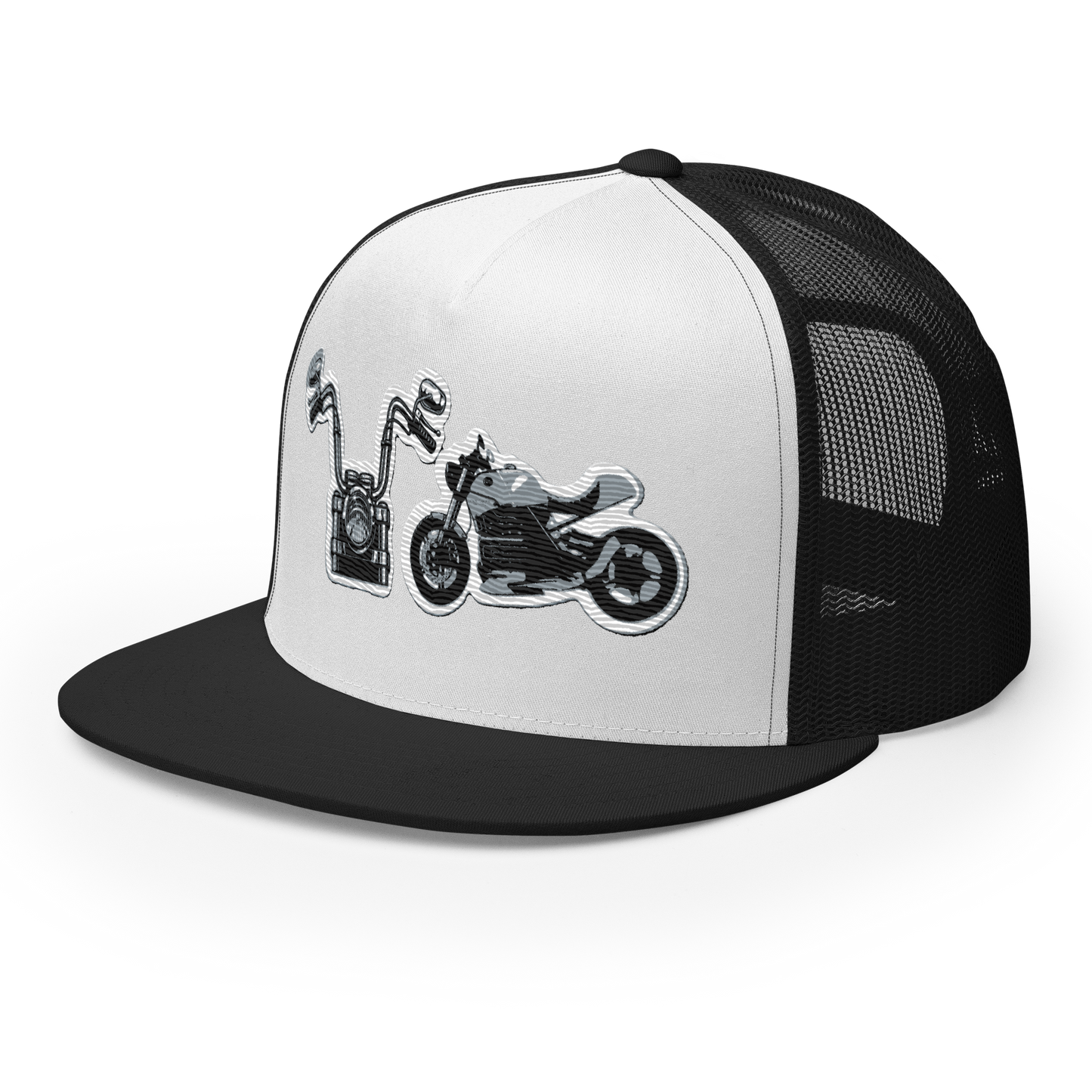 Gorra de camionero con diseño de motos