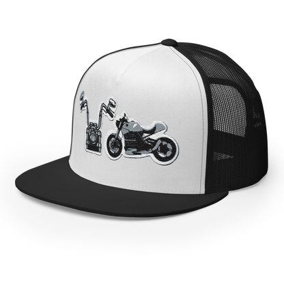 Gorra de camionero con diseño de motos