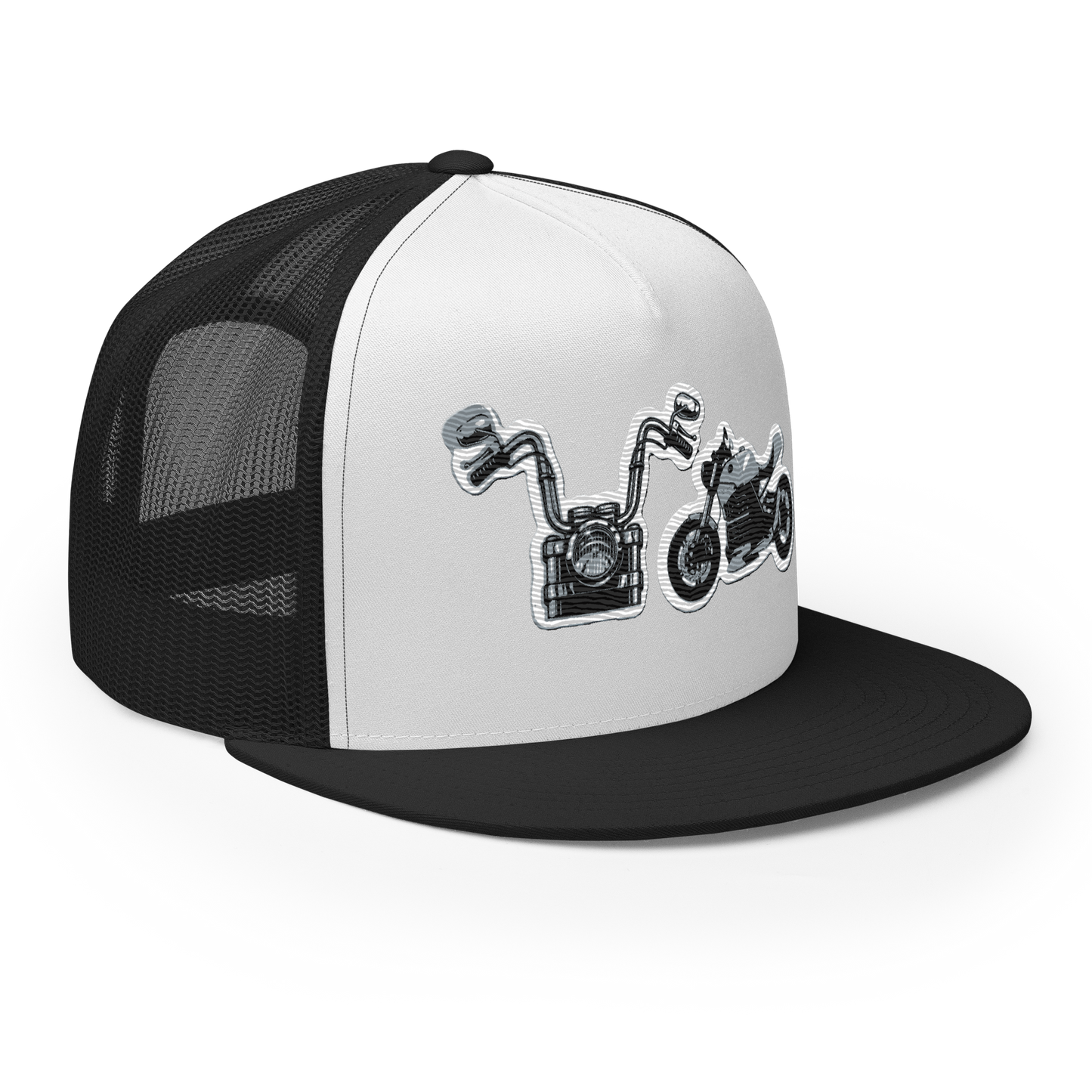 Gorra de camionero con diseño de motos