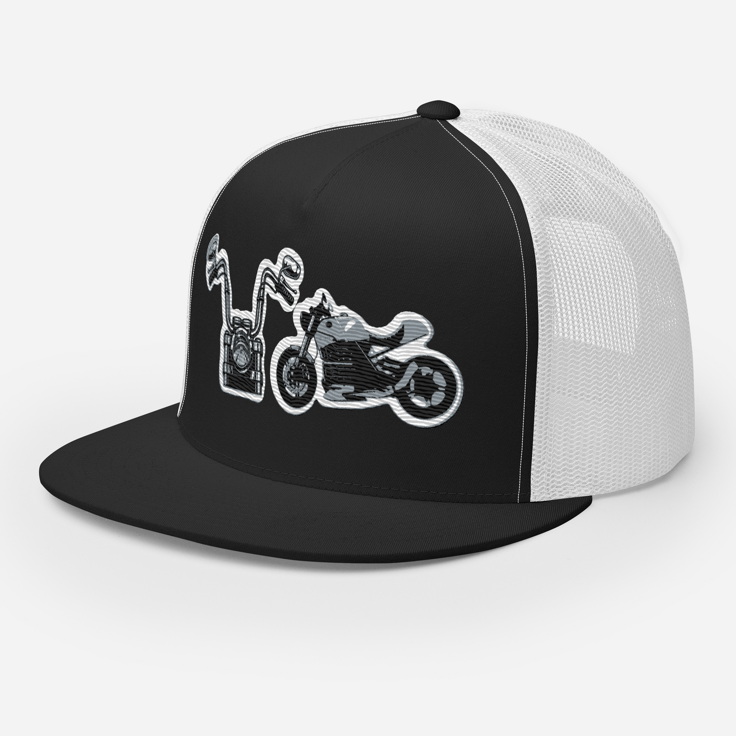 Gorra de camionero con diseño de motos