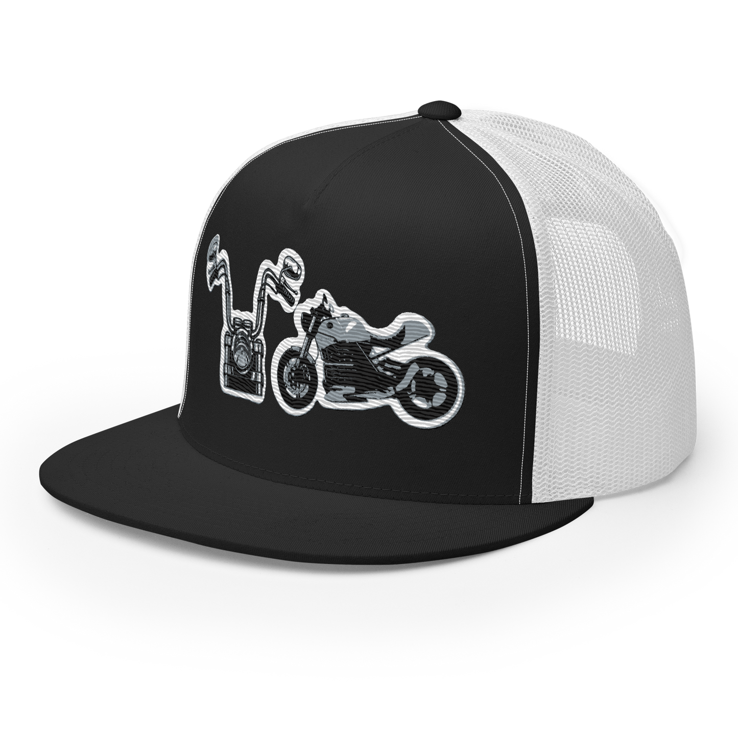 Gorra de camionero con diseño de motos