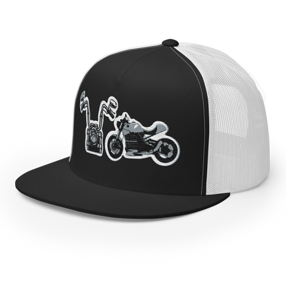 Gorra de camionero con diseño de motos