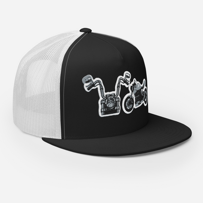 Gorra de camionero con diseño de motos