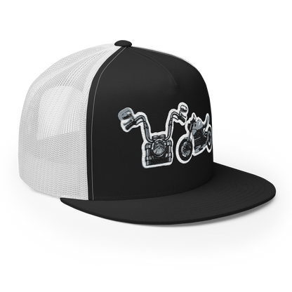 Gorra de camionero con diseño de motos