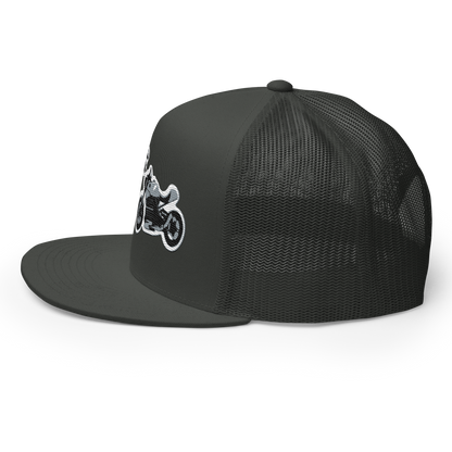 Gorra de camionero con diseño de motos