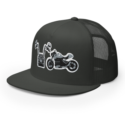 Gorra de camionero con diseño de motos