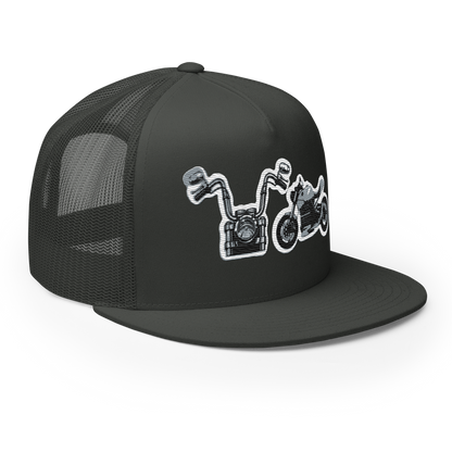 Gorra de camionero con diseño de motos