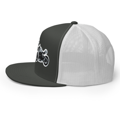 Gorra de camionero con diseño de motos