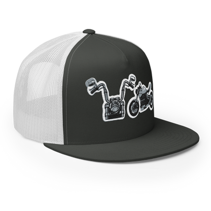 Gorra de camionero con diseño de motos