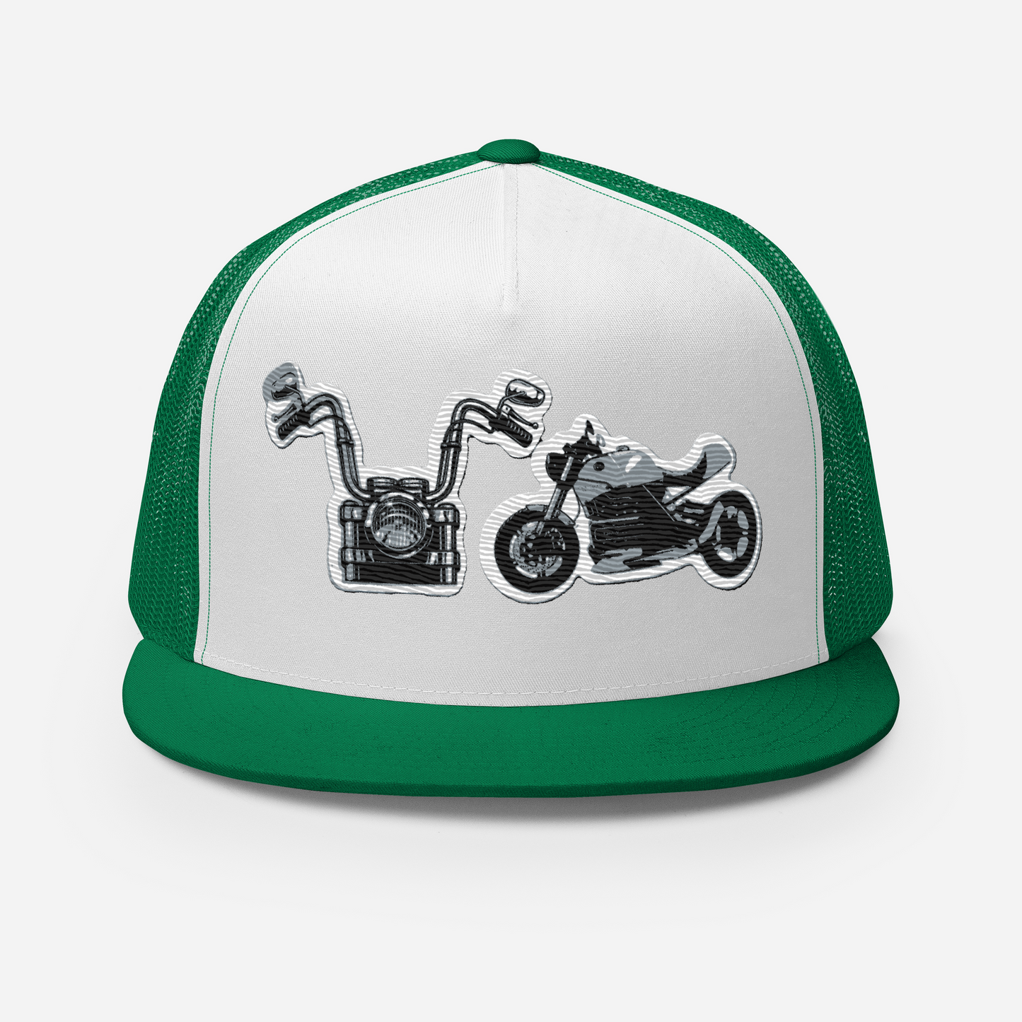 Gorra de camionero con diseño de motos