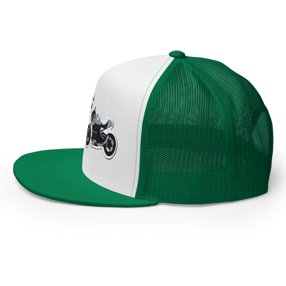 Gorra de camionero con diseño de motos