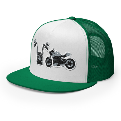 Gorra de camionero con diseño de motos