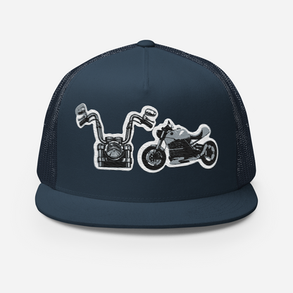 Gorra de camionero con diseño de motos