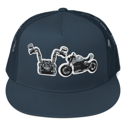 Gorra de camionero con diseño de motos