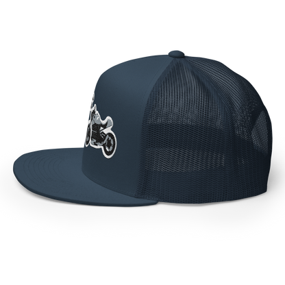 Gorra de camionero con diseño de motos