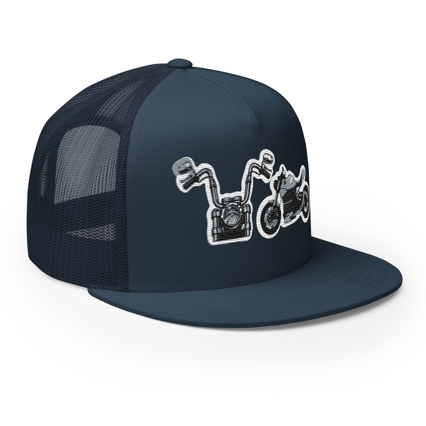 Gorra de camionero con diseño de motos