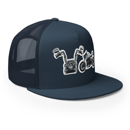 Gorra de camionero con diseño de motos