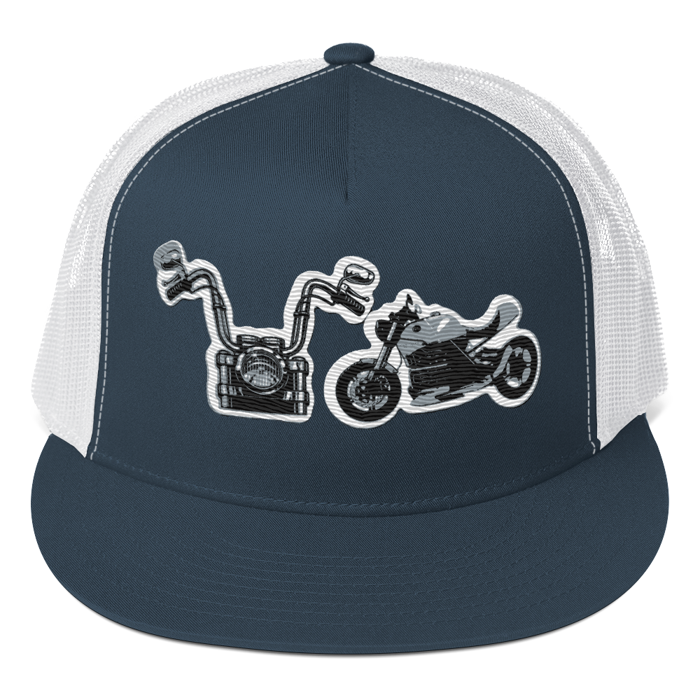 Gorra de camionero con diseño de motos