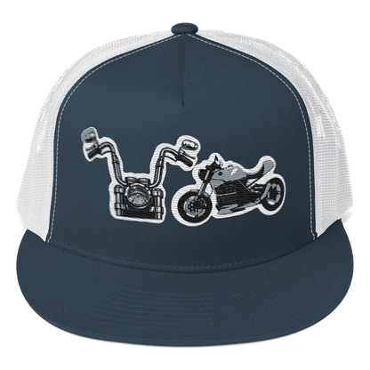 Gorra de camionero con diseño de motos