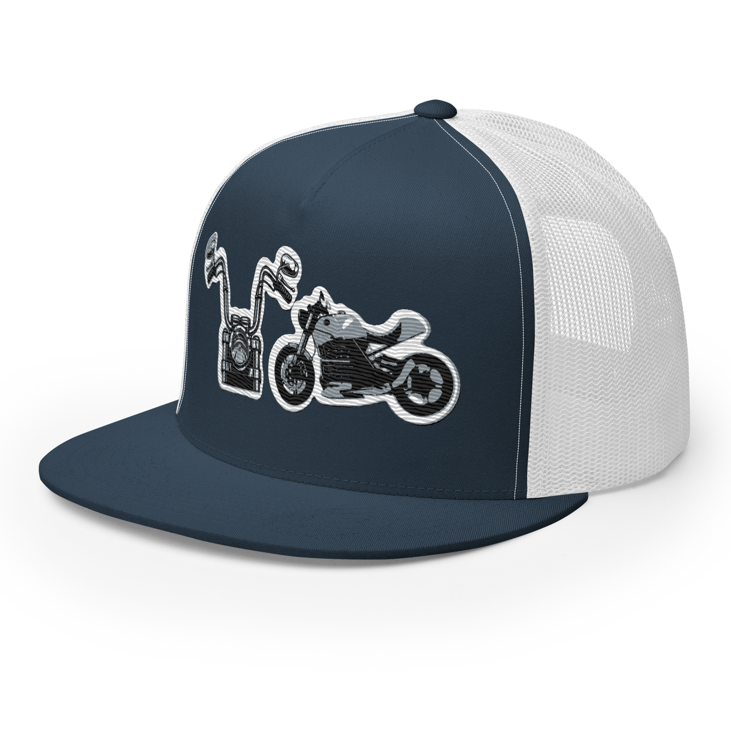 Gorra de camionero con diseño de motos