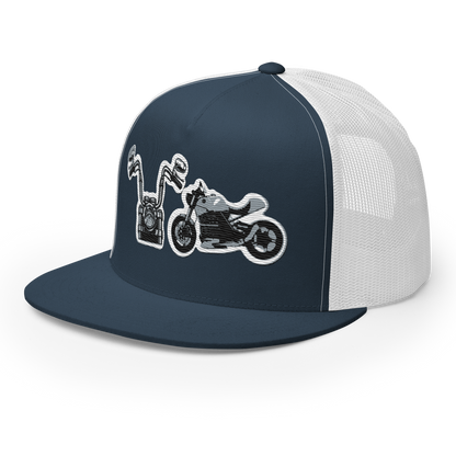 Gorra de camionero con diseño de motos