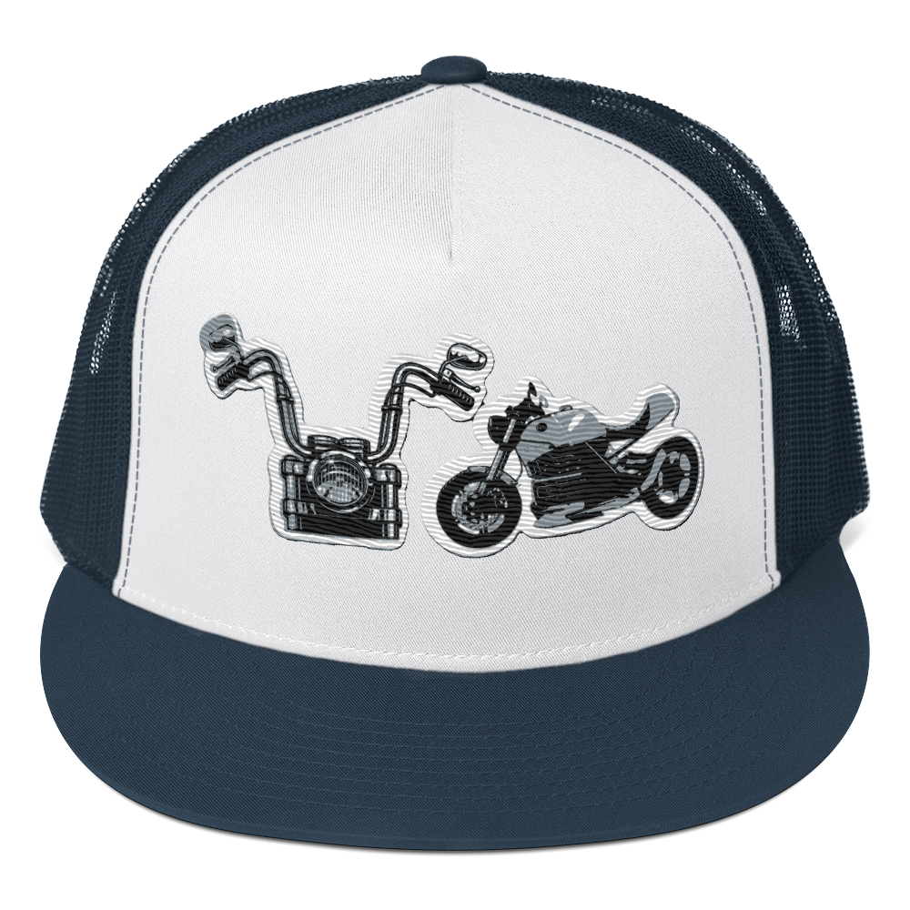 Gorra de camionero con diseño de motos