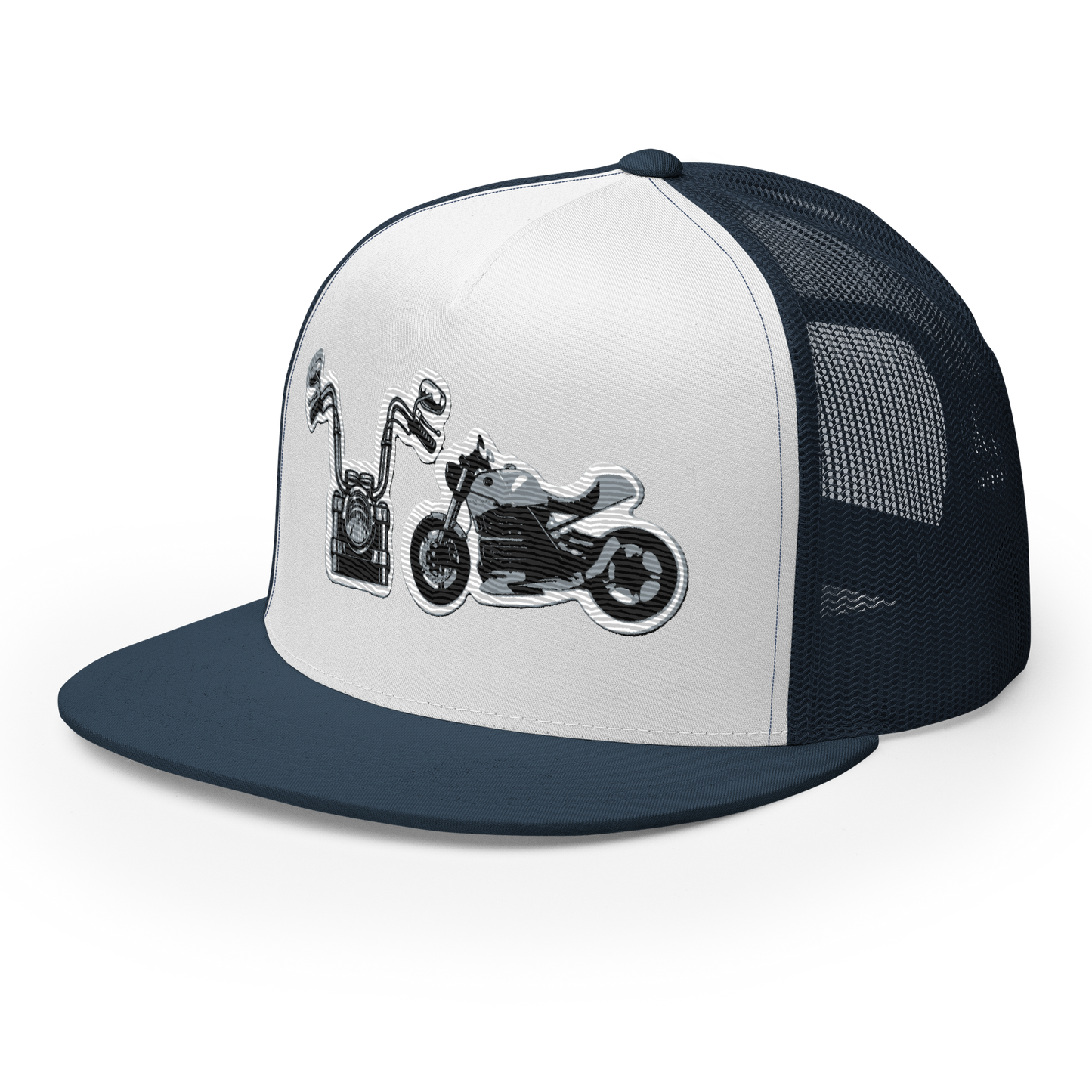 Gorra de camionero con diseño de motos